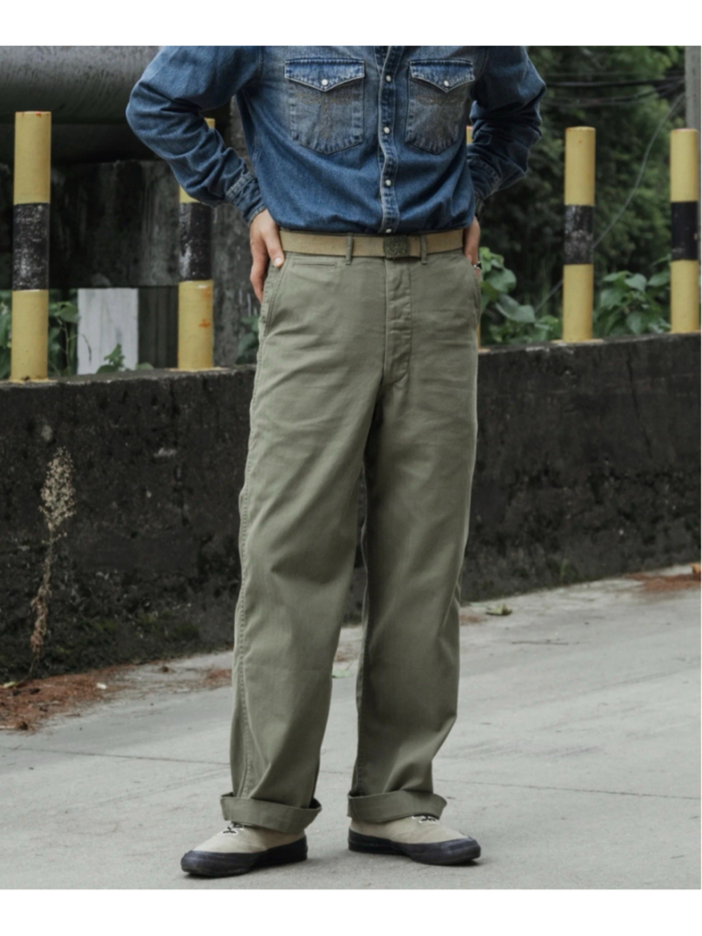 Bronson Army M-41 HBT Fatigue Pants Vintage Rugged Style Work Trouser 38x31.5